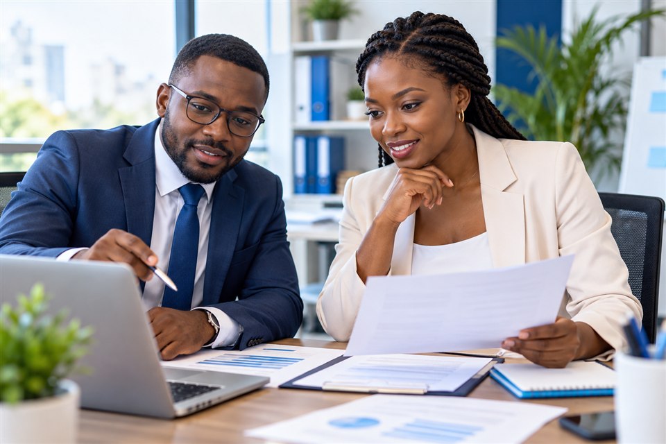 Équipe rédigeant soigneusement une offre d’emploi