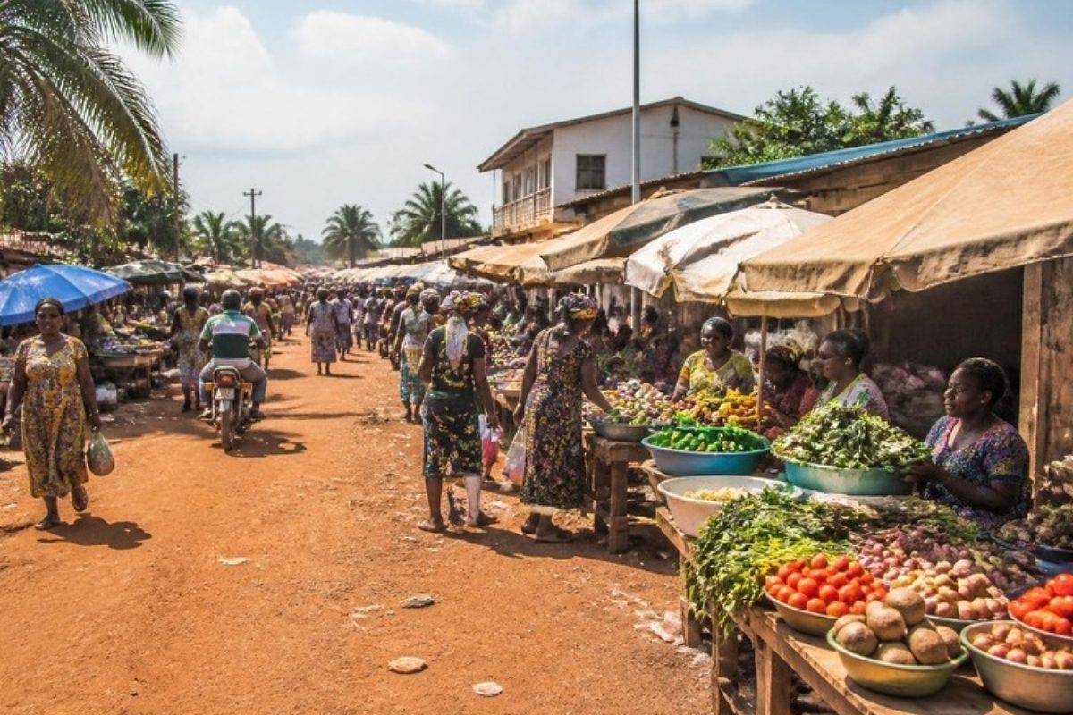 Marché animé dans une ville de la région Maritime
